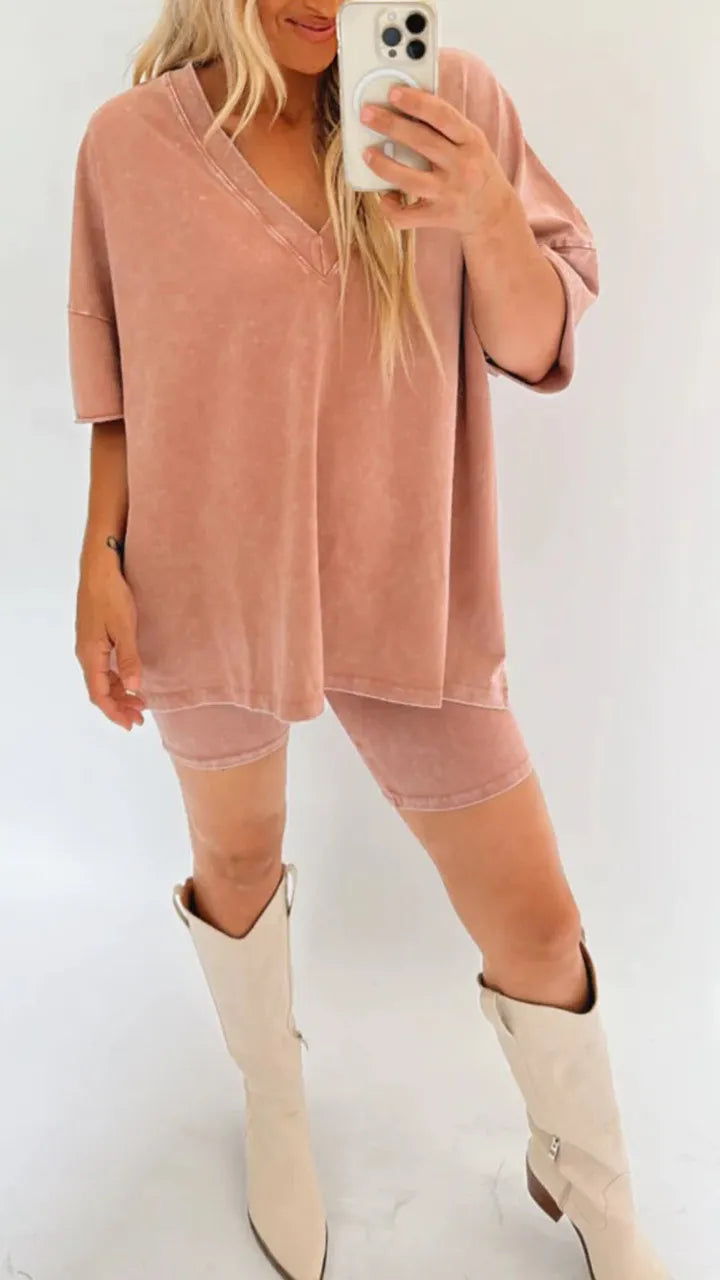 Summer Oversized Top And Shorts Set