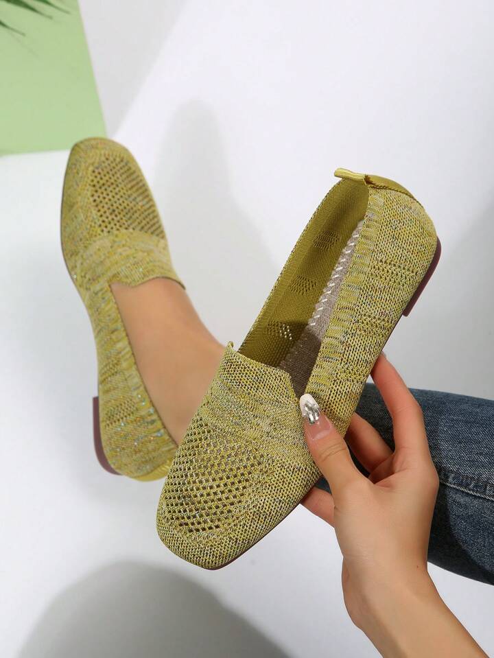 Women's Knitted Flat Shoes - Breathable Walking Shoes