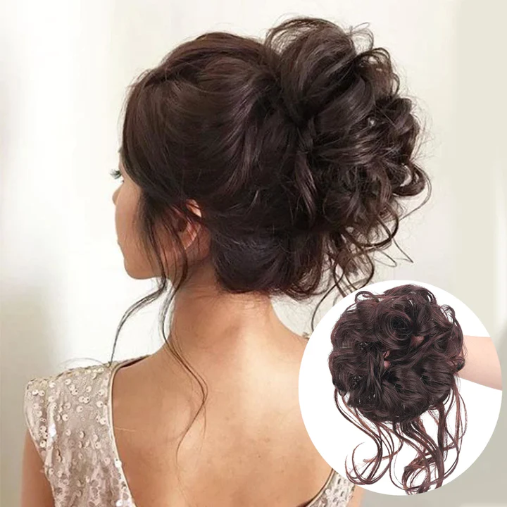 Messy Curly Hair Bun Scrunchie Extensions