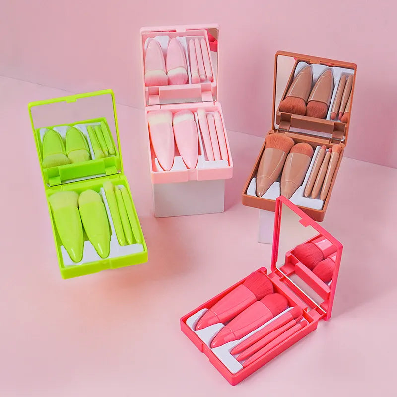 Soft Fluffy Mirror Makeup Brushes Set