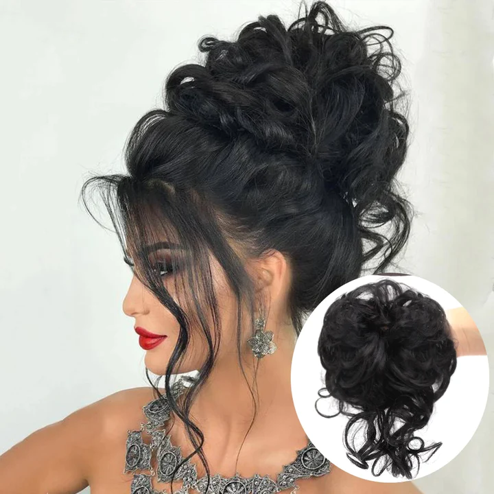 Messy Curly Hair Bun Scrunchie Extensions