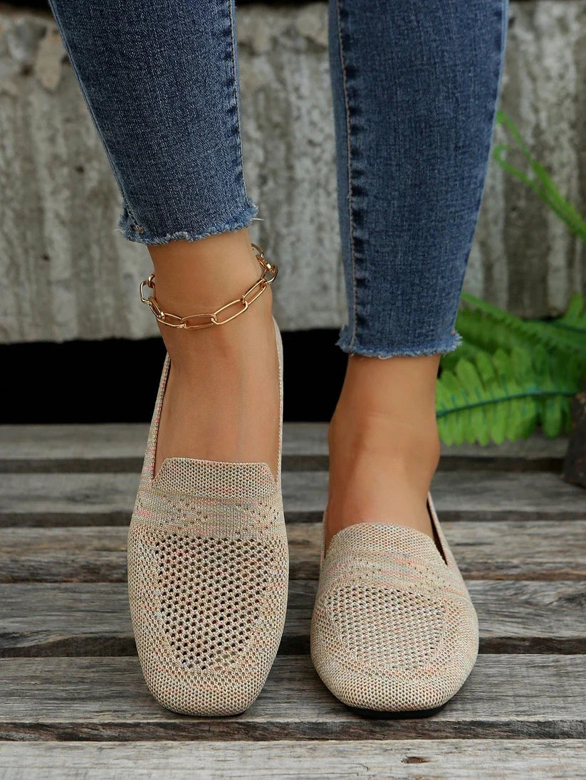 Women's Knitted Flat Shoes - Breathable Walking Shoes