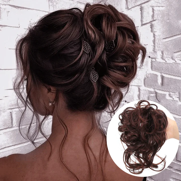 Messy Curly Hair Bun Scrunchie Extensions