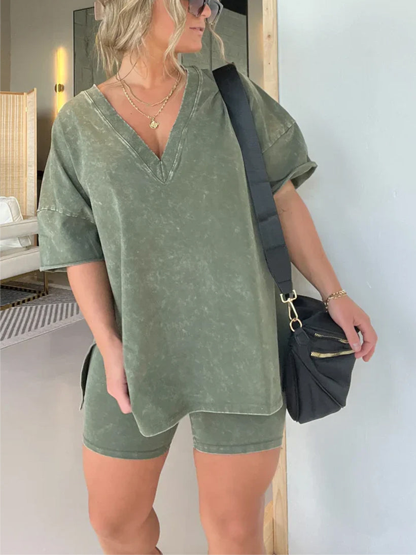 Summer Oversized Top And Shorts Set