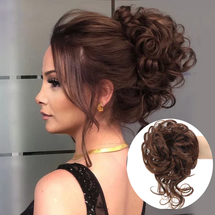 Messy Curly Hair Bun Scrunchie Extensions